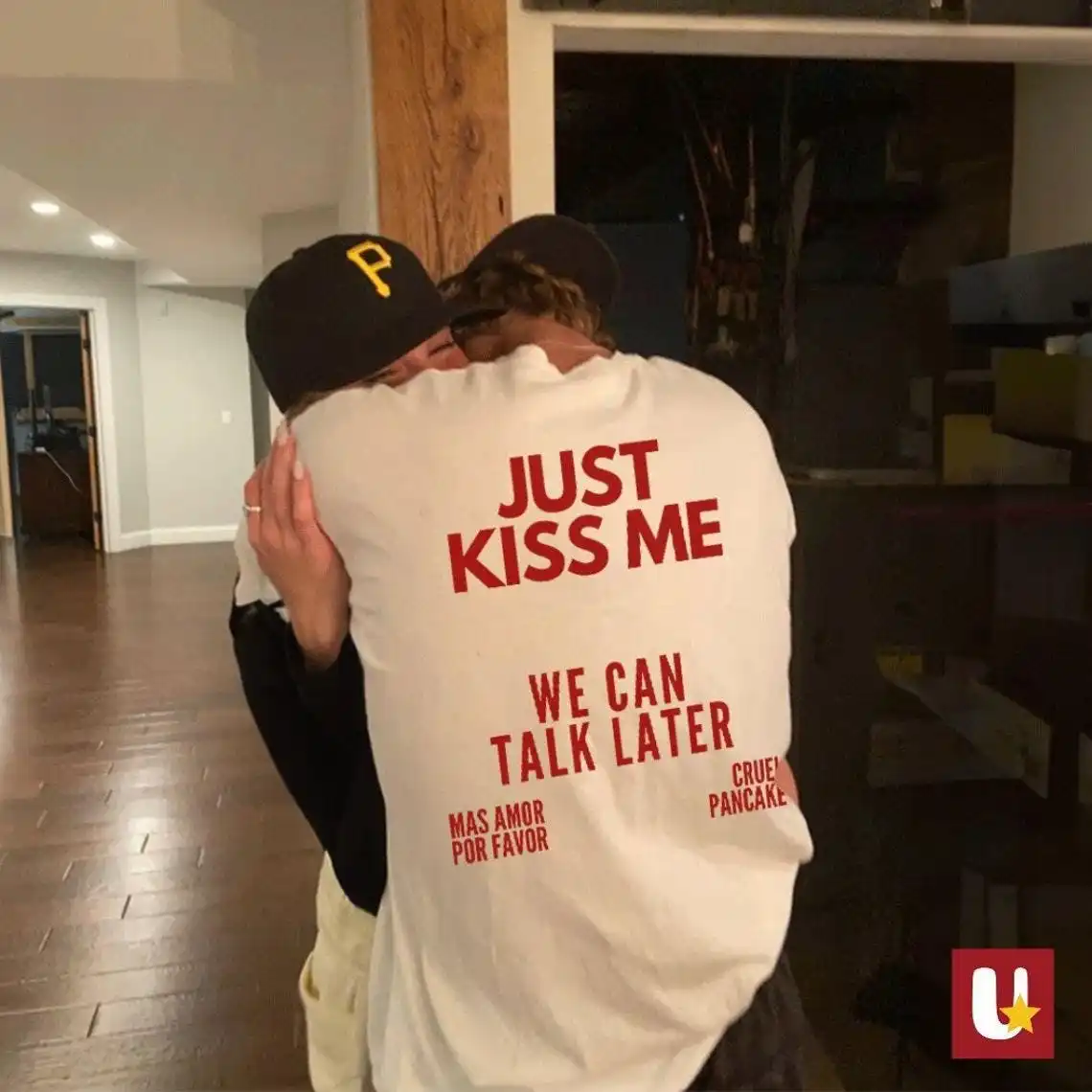 JUST KISS ME T-Shirt We Can Talk Later Inspirational Mental Health Tee Positive Gift for Women and Men Quote Funny T-Shirt Meme