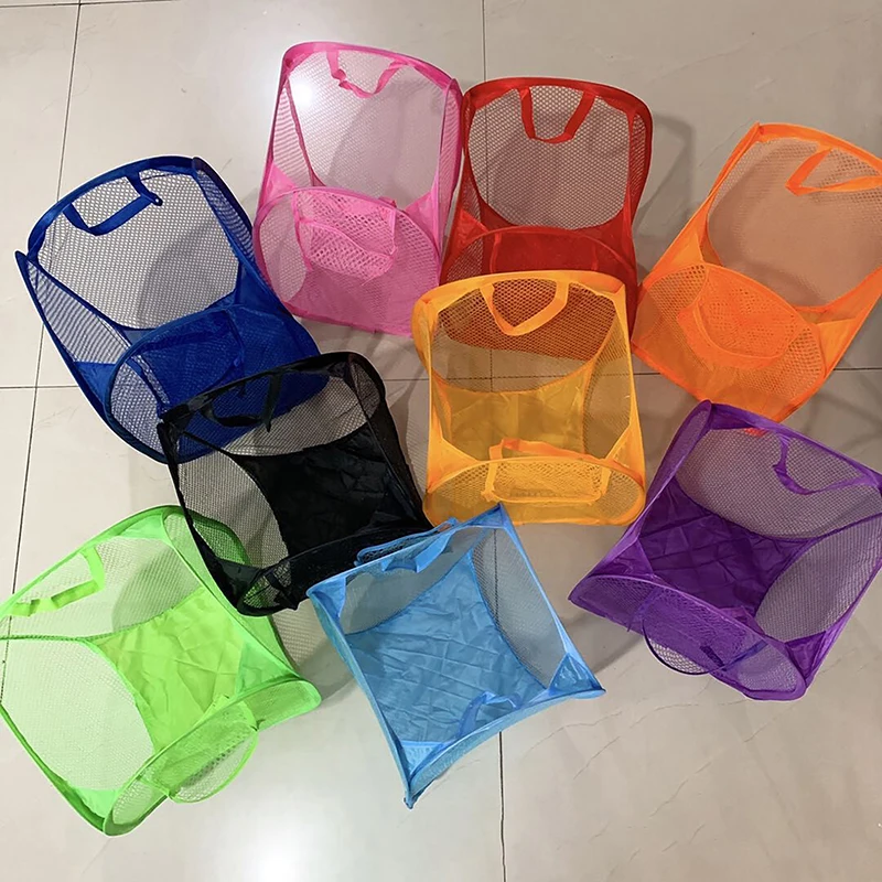 Folding Laundry Hamper Cartoon Pop Up Basket Open Mesh Laundry Dirty Sorting Basket Kids Toys Home Storage Box Pouch Home Decora