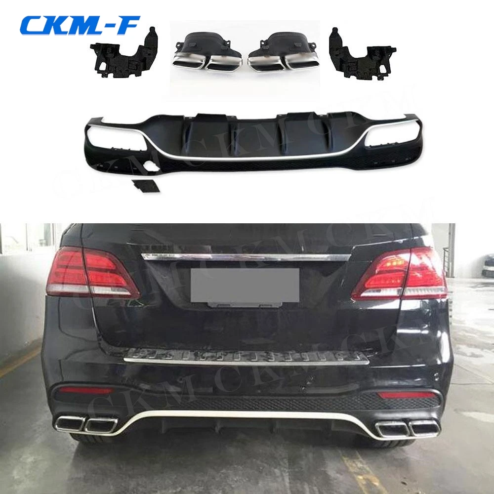 Rear Lip Diffuser Spoiler with Exhaust Tips For Mercedes Benz GLE GLS Class W166 X166 GLE63 AMG SUV 2016 -2018 Rear Diffuser  