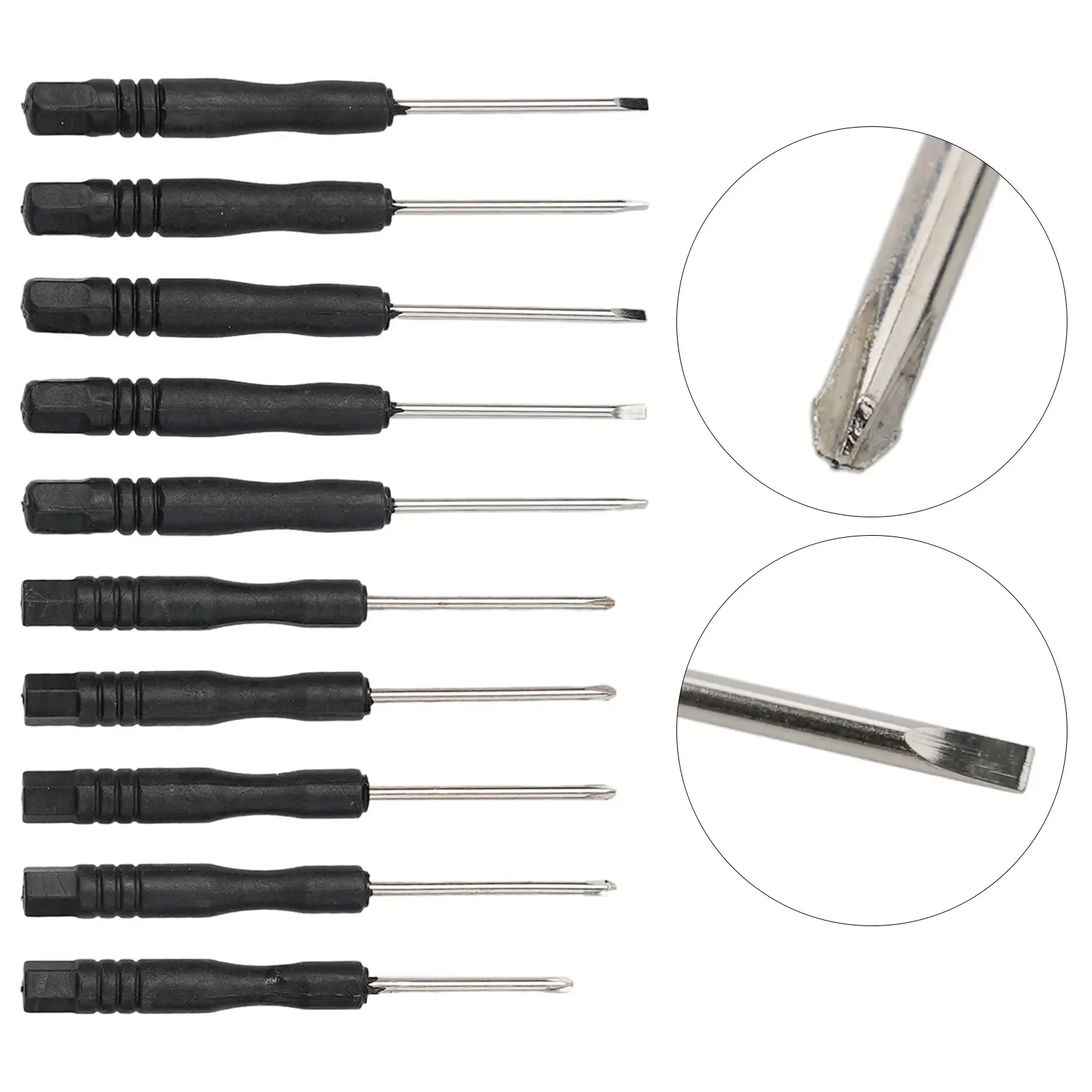 10Pcs Mini Screwdriver  Black Handle 2mm Cross Slotted Simple Screwdriver Watch Glasses Disassembly Maintenance Repair Hand Tool