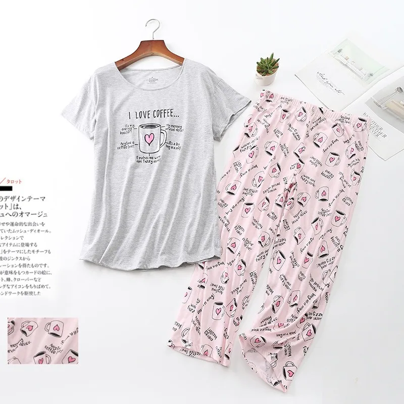 

Pajama Sets for Women Summer Short Sleeve Plus Size Lightweight Homewear 2 Piece Suit