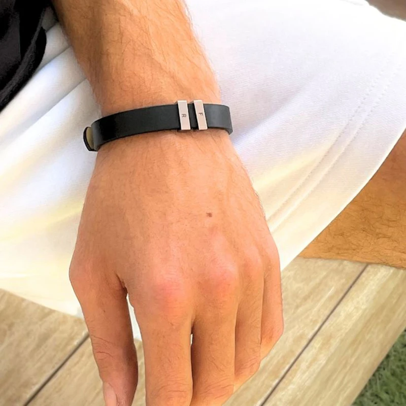 Custom Engraved Name Leather Bracelet Vintage Business Simple Bracelet Stainless Steel Jewelry Boyfriend Birthday Gift
