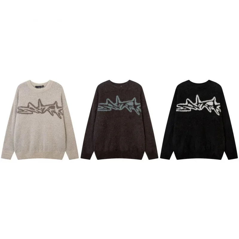 HELLOMARCEL 高品質 EU 米国サイズの高級ストリート男性レトロ鹿ぬいぐるみ厚いセーターヴィンテージジャカードラウンドネックセーター