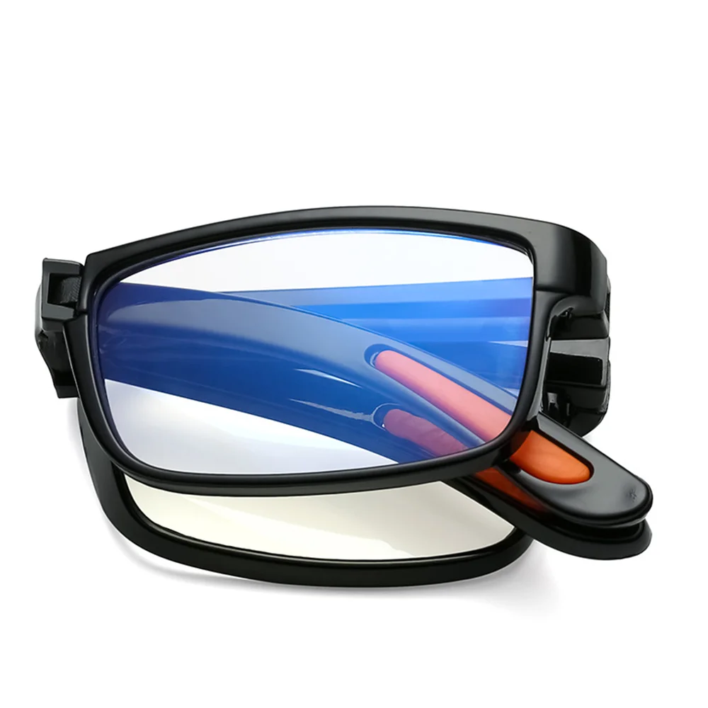 KLASSNUM-Lunettes de lecture pliantes pour hommes et femmes, anti-lumière bleue, presbytie, dioptrie + 2024 à + 1.0, étui portable, lunettes TR90, 4.0