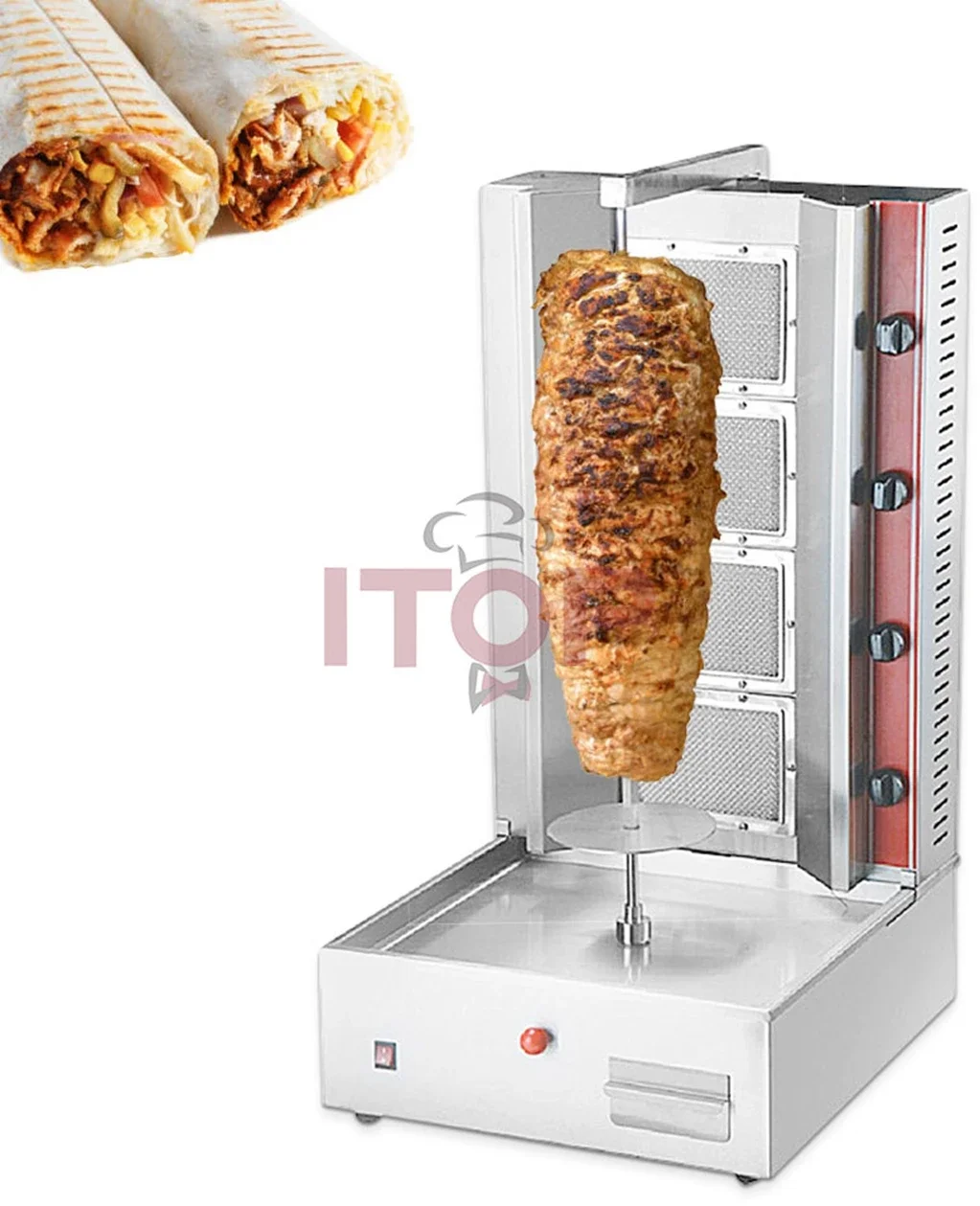 ITOP Wholesale Commercial Hotel Equipment Rotary Kebab Shawarma Grill Machine Stainless Steel Gas Kebab Machine with 3 Burner