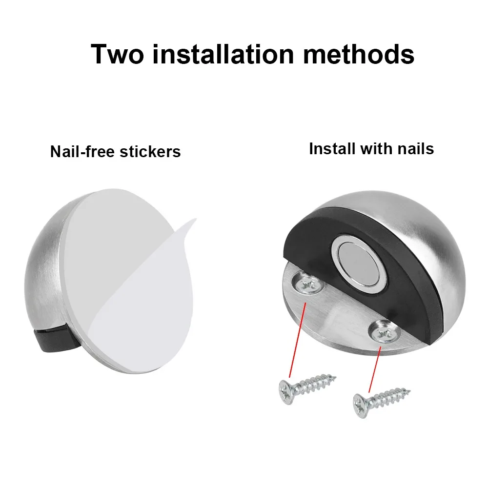KK & FING fermaporta magnetico in acciaio inossidabile Punch-free Door Touch aspirazione magnetica in gomma semicerchio Anti-collisione fermaporta