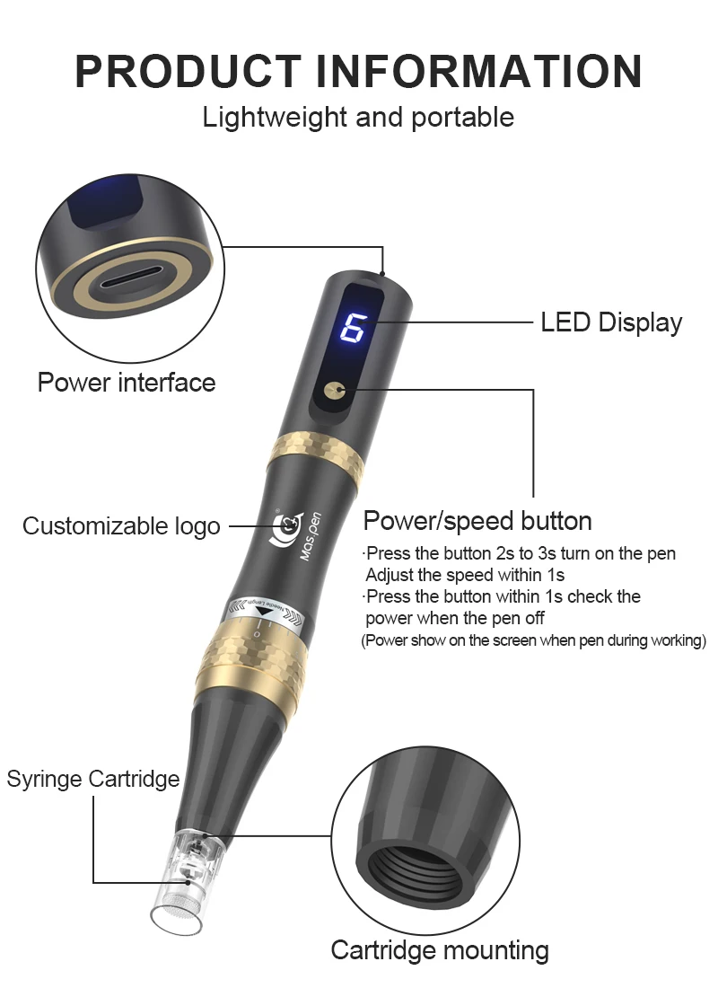 Professioneller Microneedling Derma Pen mit integrierter Geschenkbox, Mas Pen S8/N6 Beauty-Gerät zum Verkauf – Detail 5