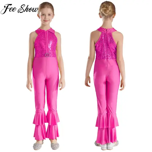Mono de baile latino de Jazz para niños, sin mangas, lentejuelas, pantalones largos con diamantes, estilo danza, gimnasio, leotardos, disfraces de actuación