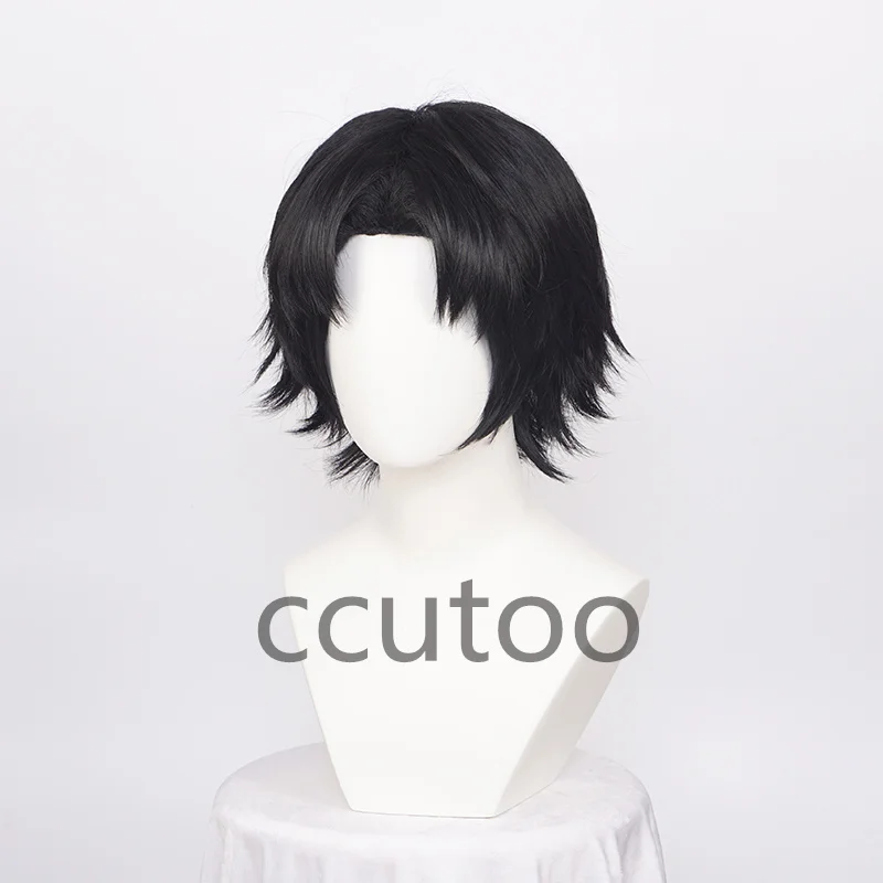 ccutoo Men's Black Synthetic  Captain Chrollo Lucilfer Wigs Short Cosplay Costume Wigs Halloween Party Play Role