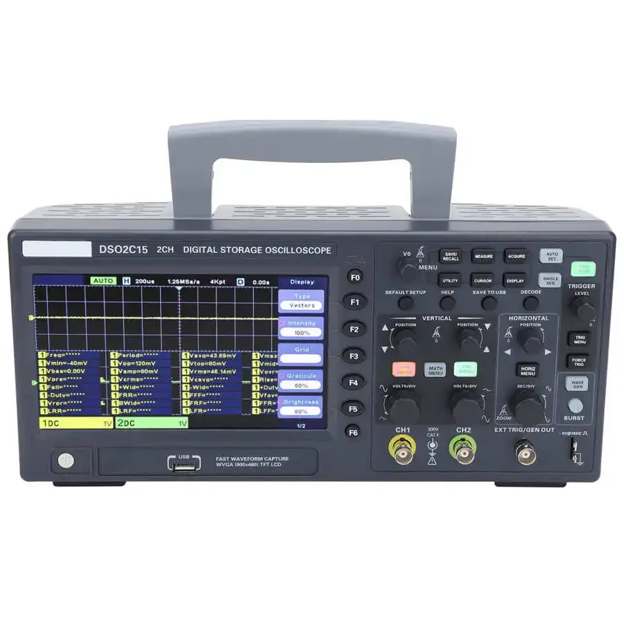 Hantek DSO2C15 Multifunctionele opslag-oscilloscoop 2 kanaals 150 MHz bandbreedte 1GSa/s Handheld digitale oscilloscoop DSO2C15