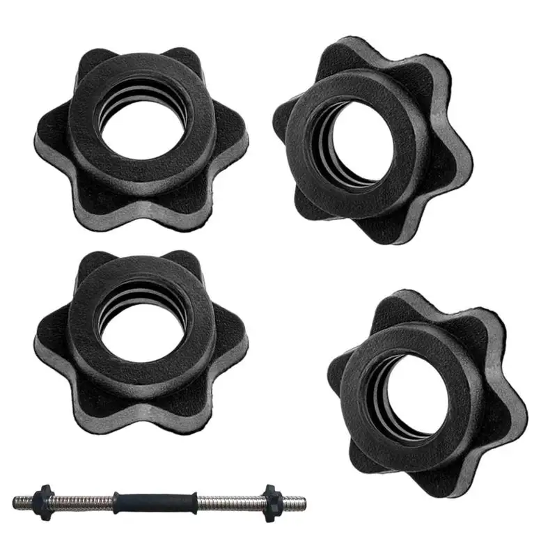 4Pcs/set Spinlock Collars Anti-Slip Spin-Lock Collar Hex Nuts Screw Clamp Spinlock Collar for Dumbbell Weight Lifting Parts