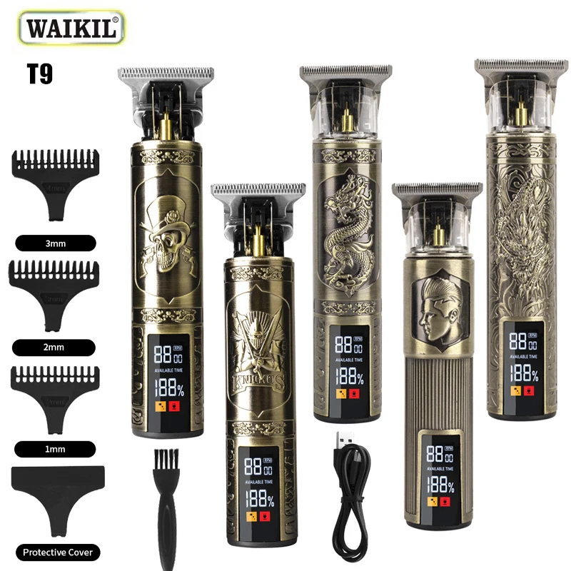 WAIKIL professional men's electric hair clipper multifunctional oil head carving clipper USB rechargeable portable trimmer