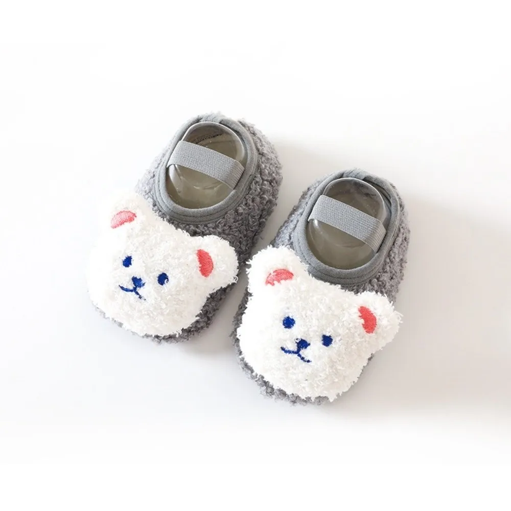 

New Winter Warm Baby Slippers Soft Cute Cartoon Bear Infant Floor Socks Anti-slip Kids Footwear Baby Boat Sock