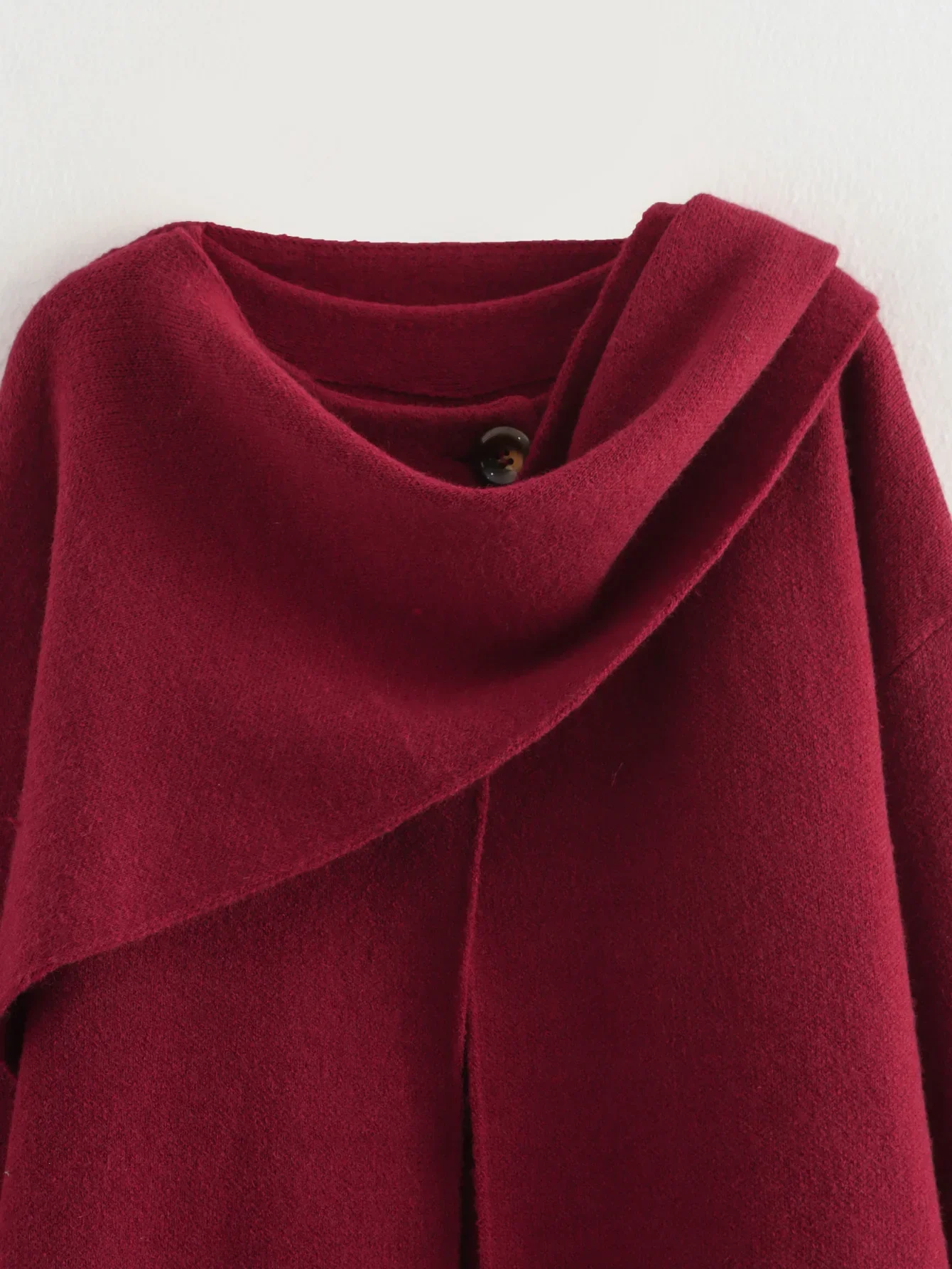 PRINTKAOIR Damen Herbst Winter Jacke Frauen Casual Pendler Mantel Gestrickte Lose Übergroßen Mantel Asymmetrische Split Chic Schal Jacke – Detail 10