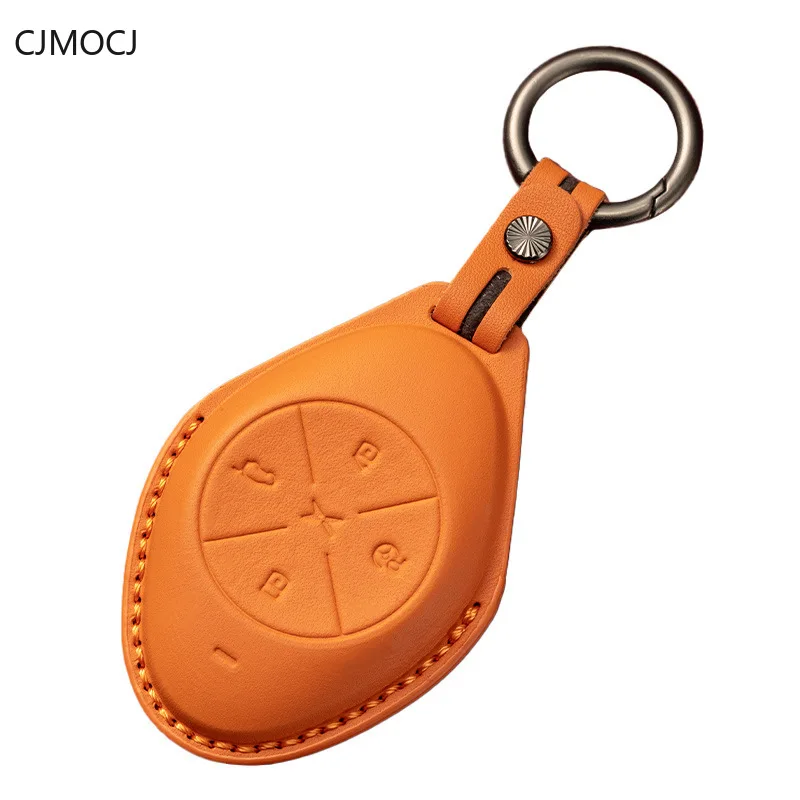 For XPeng P7 P5 G3i G3 Key Case Cover 2021-2022, Leather Car Key Fob Shell, Shockproof Smart Keychain, XPeng Accessories