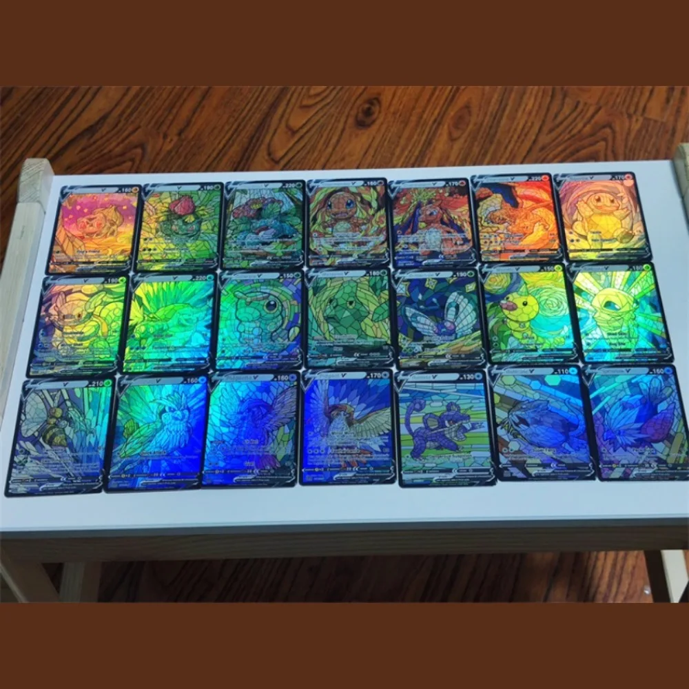 DIY Self Made Pokemons Pikachu Blastoise Flash Card Color Flash Hot Silver Anime Peripheral Game Collection Card Holiday Gift