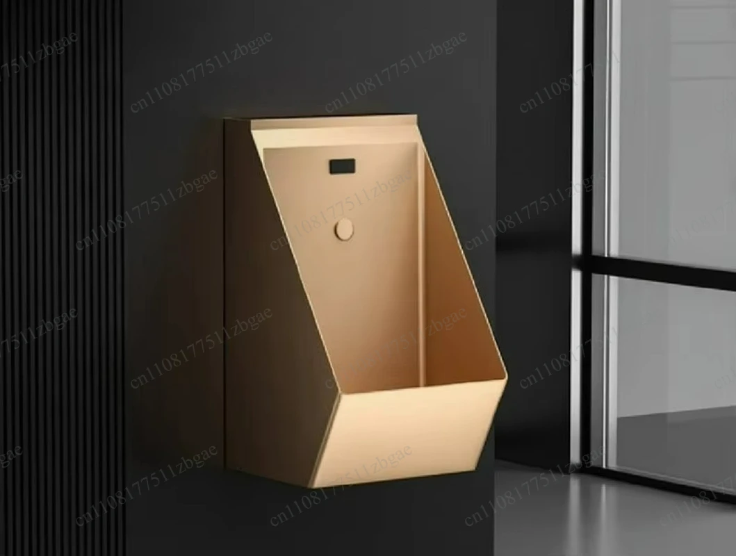 Black Stainless Steel Integrated Sensor Wall Mounted Men Bathroom Fixture, Touchless Auto Flush for Restroom