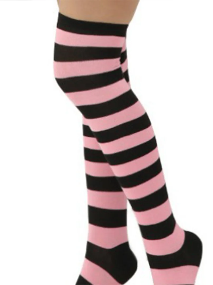 Полосатые чулки, новые осенне-зимние длинные вязаные носки в полоску зебры, гольфы в стиле Лолиты, сохраняющие тепло чулки