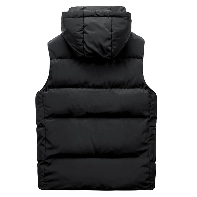 7xl Winter Waistcoat Vest Jacket Men Fashion Clothing Cotton Padded Sleeveless Hooded Jackets Solid Color Warm Thick Men\'s Coats