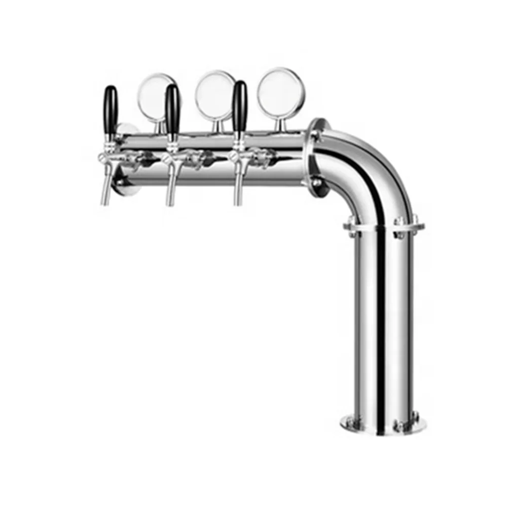 L Shape Bronze/Silver Beer Tower with 3 Taps