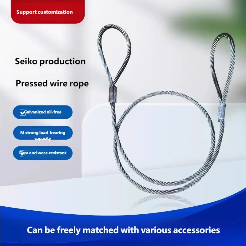 

Galvanized Oil Free Pressed Steel Wire Rope Aluminum Sleeve Press Buckle Lifting Sling Rigging For Heavy Duty Hoisting