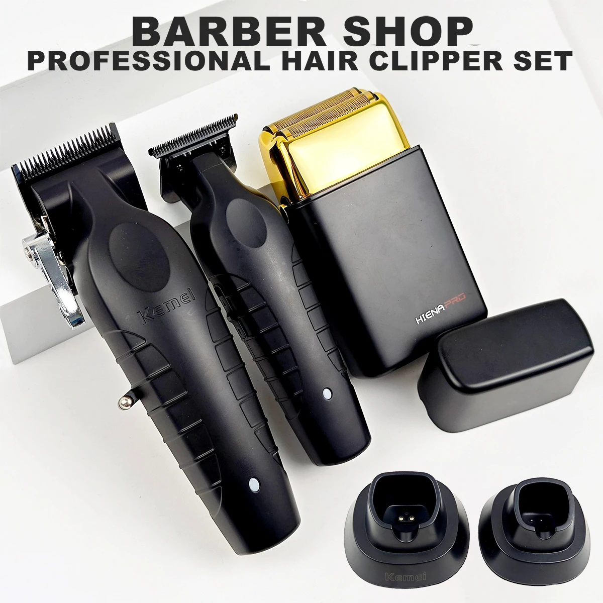 Professional Electric Hair Clipper KM-2299 BL1T Hair Trimmer DLC Blade Barber Shop Set Electric Shaver with Base Men Barber Set