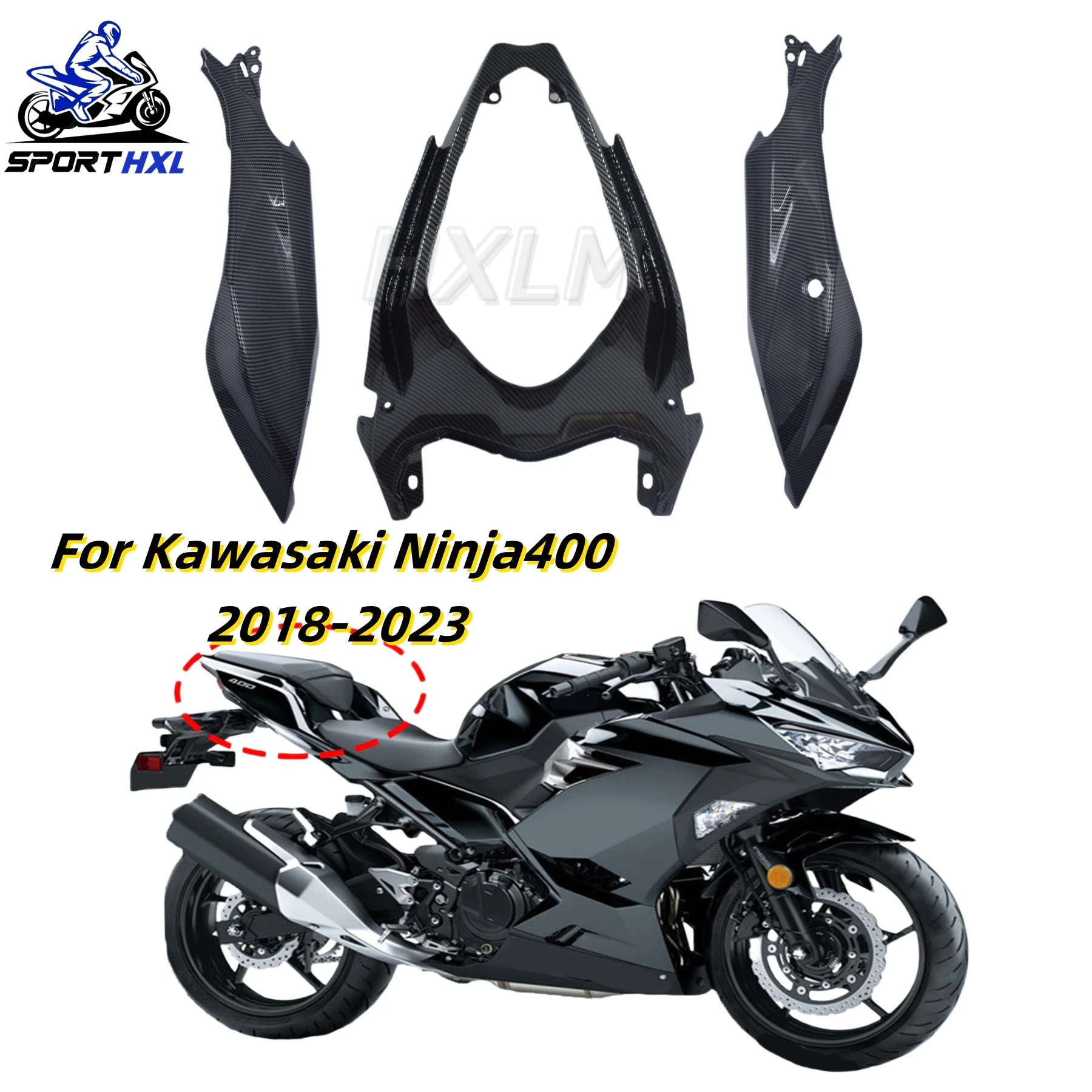 For Ninja400 2018-2024 Rear Upper Tailstock Cover Fairing Wing Shield Side Cover Plate Z400 Z 400 2018 2019 2020 2021 2022 2023