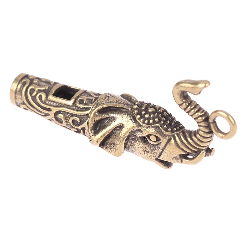 1Pc Survival Whistle Brass Metal Treble Training Wilderness Survival Pendant Elephant Whistle Antique Keychain Outdoor