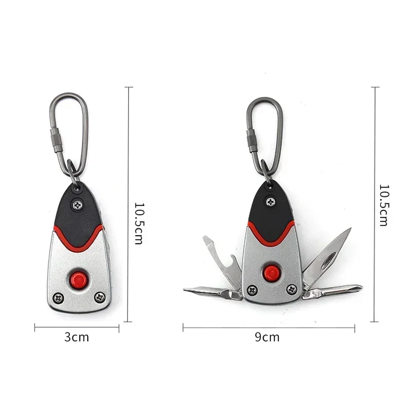 Outdoor 6-in-1 Folding Mini PortableScrewdriver StainlessSteel Tool Knife with LED Keychain Multi-functional Keychain Knife Gift