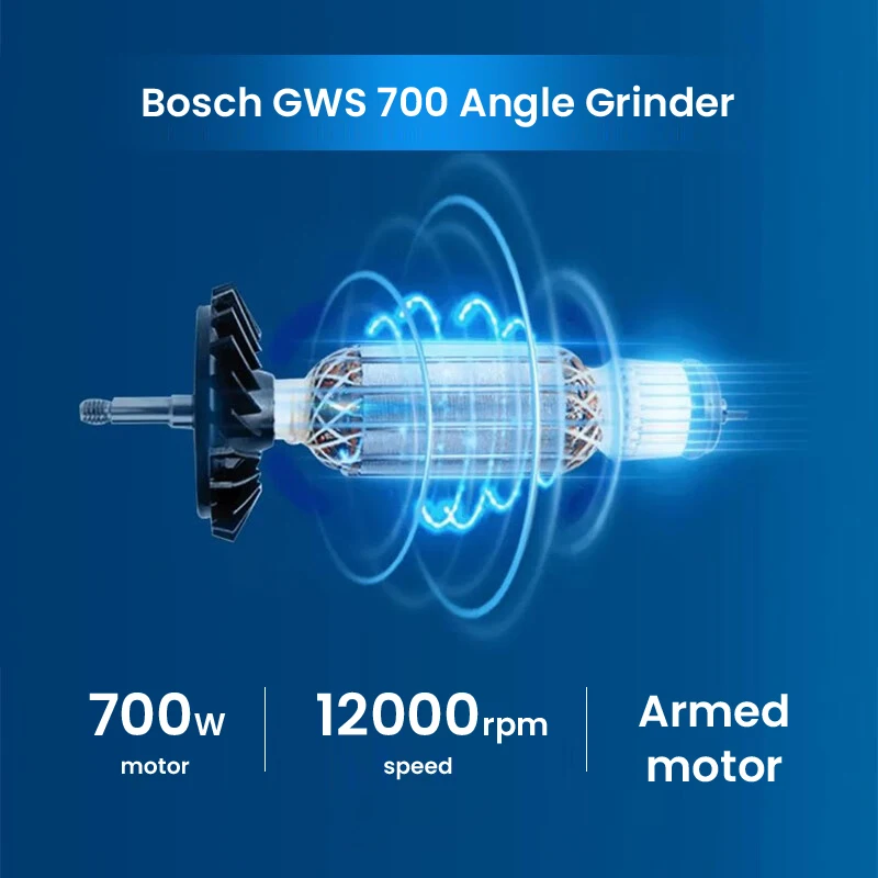 BOSCH GWS 700 Heavy 700W Electric Angle Grinder 100mm Disc For Wood Metal Cutting Polishing 12000rpm Power Tool With 5pcs Disc