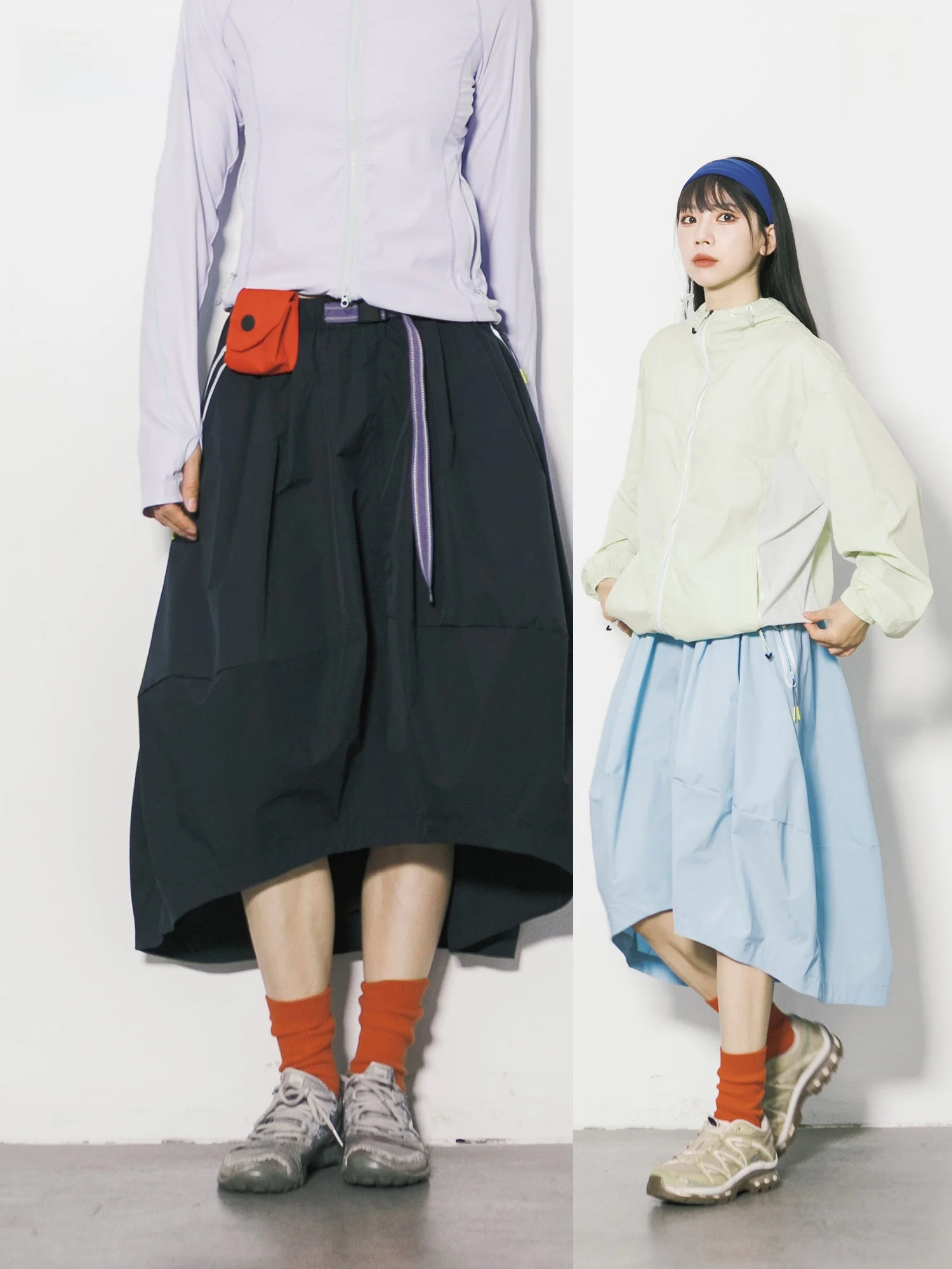

Quick Dry Flower Bud A-Line Skirt Women's Summer Loose Breathable Outdoor Half-length Casual Polyester Fiber High Waist Skirt
