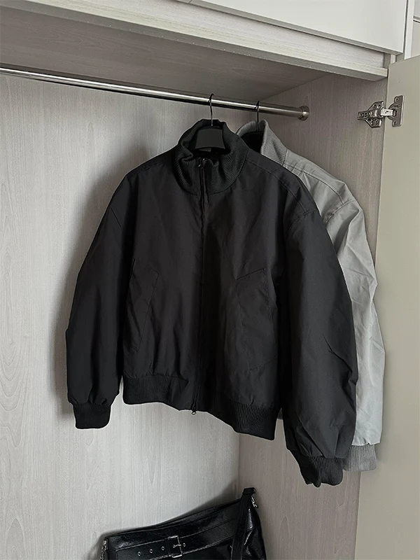 Męska kurtka wiosenna Cleanfit American Retro Flight Jaet, wiatroodporna, bejsbolówka, ze stójką.