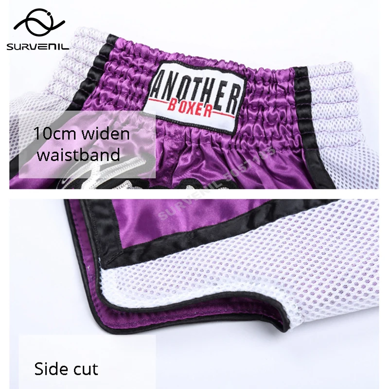 الملاكمة التايلاندية السراويل سراويل ملاكمة الرجال النساء الطفل تنفس فنون الدفاع عن النفس MMA موحدة رياضة القتال كيك بوكسينغ السراويل الوردي الأرجواني #5