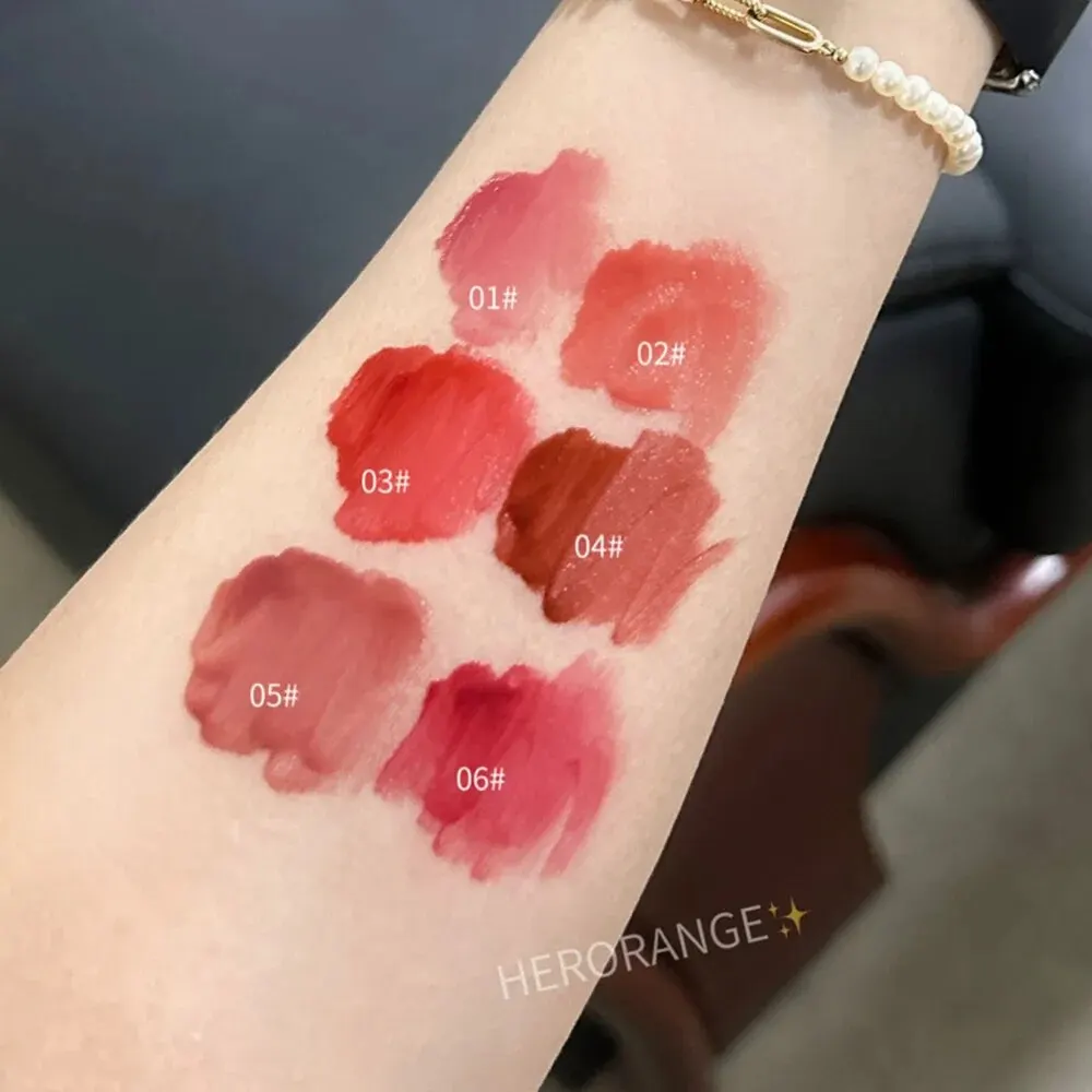 Lightly Glass Water Gloss Herorange Lip Glaze Mirror Moisturizing Plump Lips Not Easy To Stick To The Cup Long-Lasting Makeup