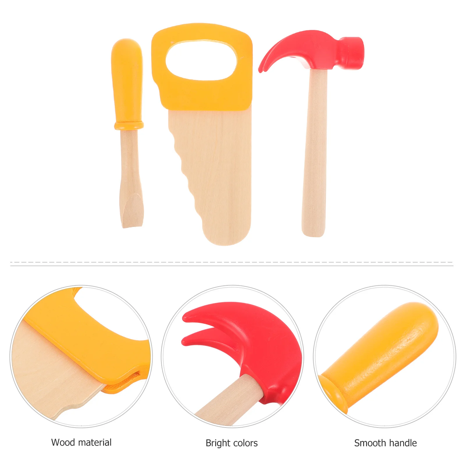 1Set Holz Werkzeug Kit Bau Pretend Spielen Simulation Hammer Säge Schraubendreher Premium Holz Material Sichere Griff Stärke