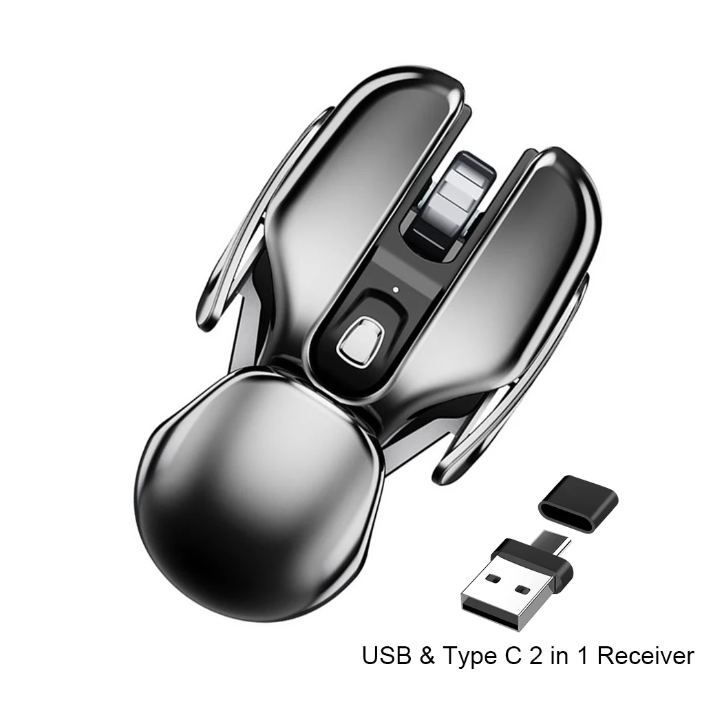 

PX2 Metal 2.4G Rechargeable Wireless Mute 1600DPI Dual Mode Mouse 6 Buttons for Mac PC Laptop Computer Office USB Type C Mouse