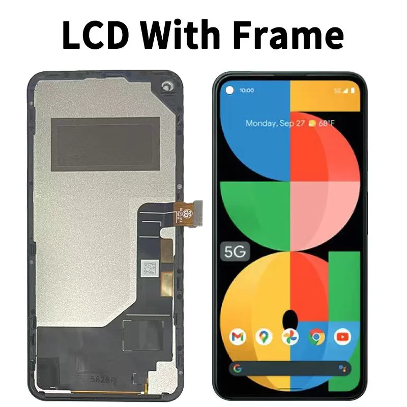6,34-calowy wyświetlacz LCD z ekranem dotykowym i digitizerem do Google Pixel 5a 5G G1F8F do wyświetlacza Pixel 5A 5G G4S1M z ramką — zdjęcie produktu 5