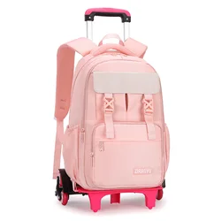 2/6 ruote di alta qualità ragazze Trolley zaino zainetto con ruote borse ortopediche per bambini zainetto Rolling zaino Bag