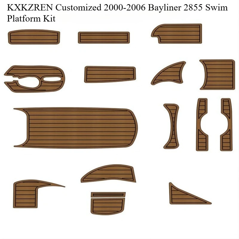 

KXKZREN Customized 2000-2006 Bayliner 2855 Swim Platform Kit Self-adhesive Eva Foam Boat Flooring Pad Yacht/Kayak Faux Teak Mat