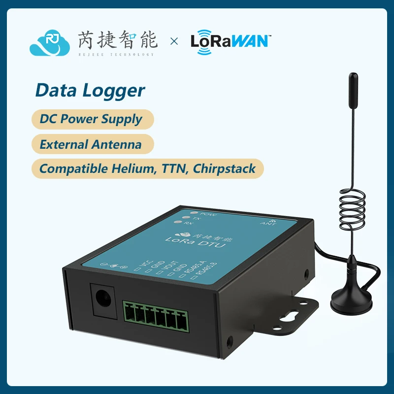 

RS485 Modbus to LoRaWAN Converter, Compatible with TTN, Chirpstack, Helium, DC Power Supply, External Antenna