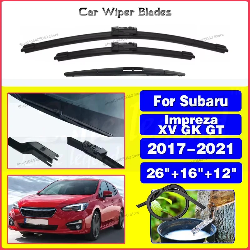 

Wiper Front Rear Wiper Blades Set For Subaru Impreza XV GK GT 2017 - 2021 Windshield Windscreen Window 2019 2020 26"+16"+12"