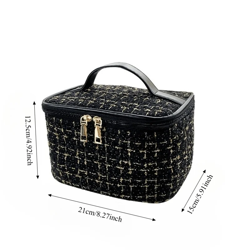 Stilvolle Damen-Kosmetiktasche mit großem Fassungsvermögen, individuell bestickter Text, tragbare Kulturtasche für Weihnachts-, Halloween- und Feiertagsgeschenke – Detail 2