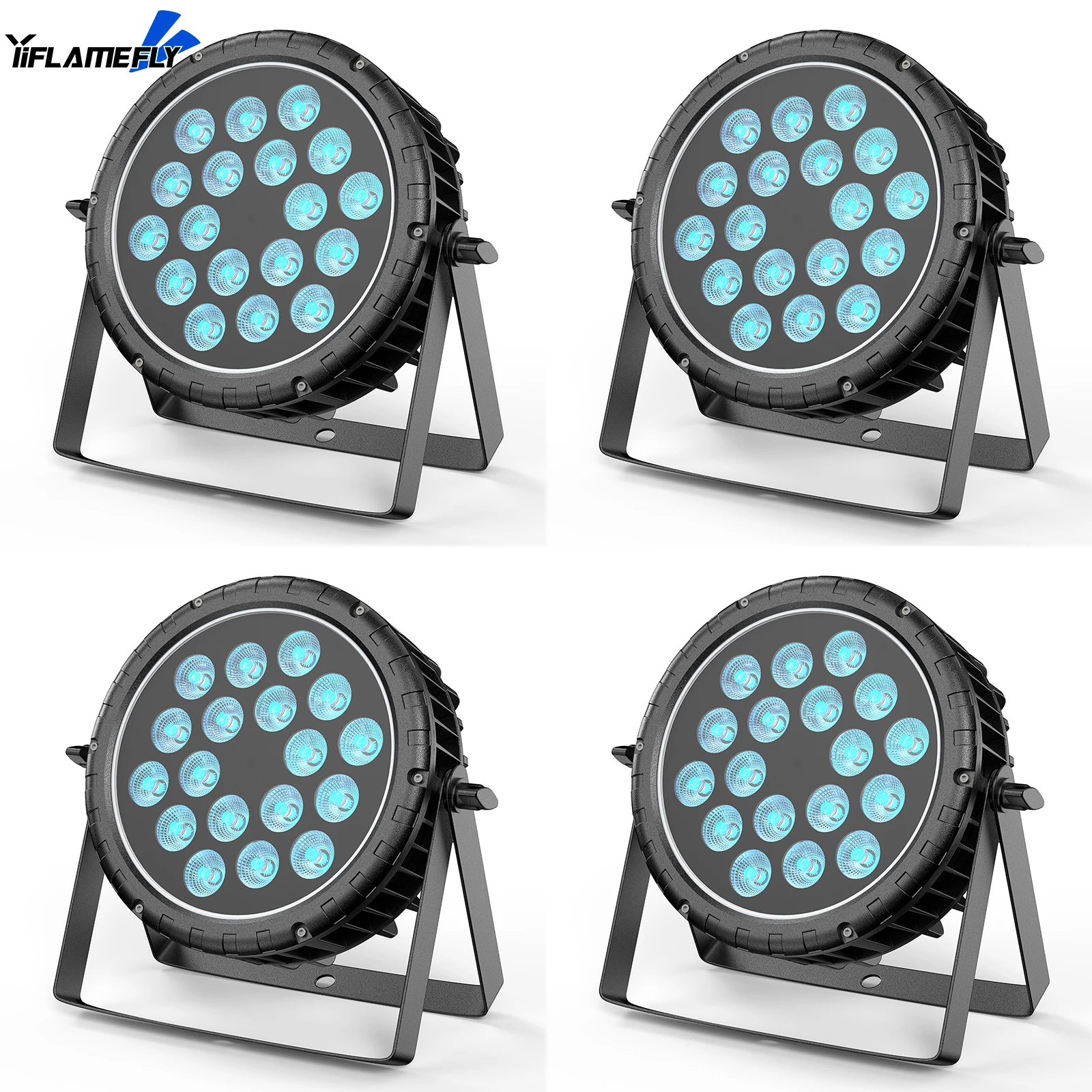 

Yiflamefly 180W 4Pcs Par Light Waterproof RGBW 18 LED spotlight IP65 With Waterproof Cable For Party Club Bar Wedding Halloween