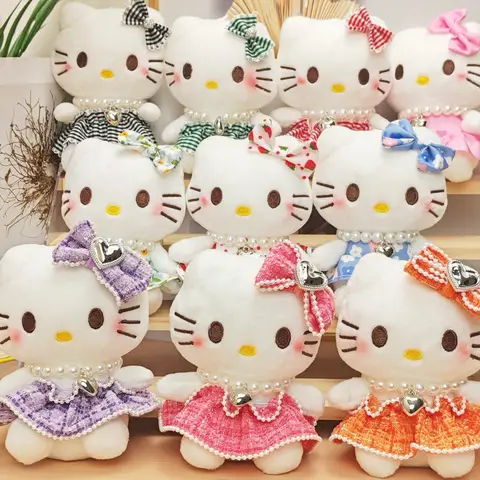 Cute Hello Kitty Plush Keychain Multicolor Cartoon Cat Keychain Charm for Backpack Car Keychains Soft Plush Material Keychain Gifts for Festival Wedding Party