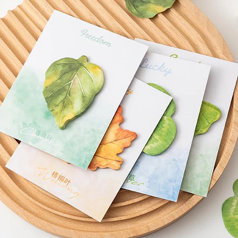 30Sheets Leaf Sticky Notes Ginkgo Lndus Leaf Self-Adhesive Tearable Note Pad Memoranda Stationery Office School Supplies