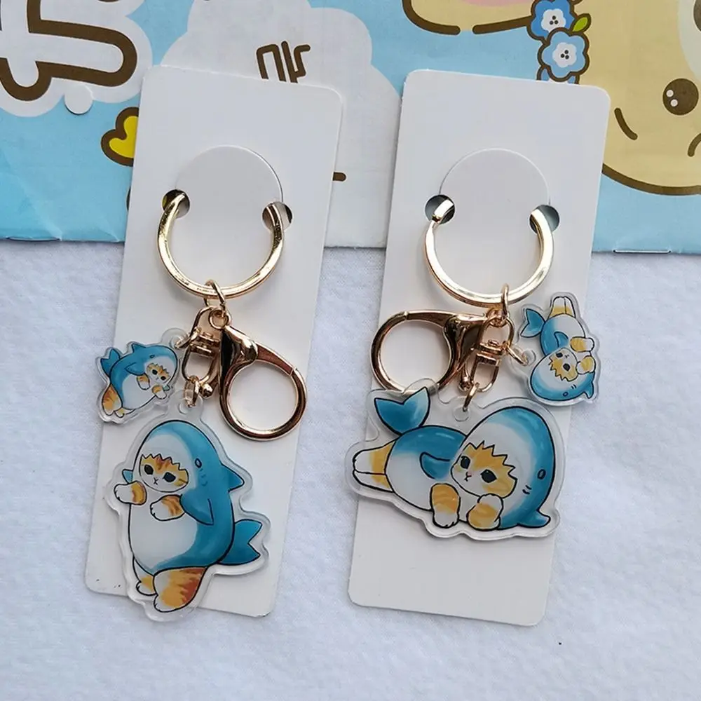 Creative Acrylic Cat Keychain Double-Sided Student Gift Hanging Ornaments Cartoon Transparent Key Rings Key