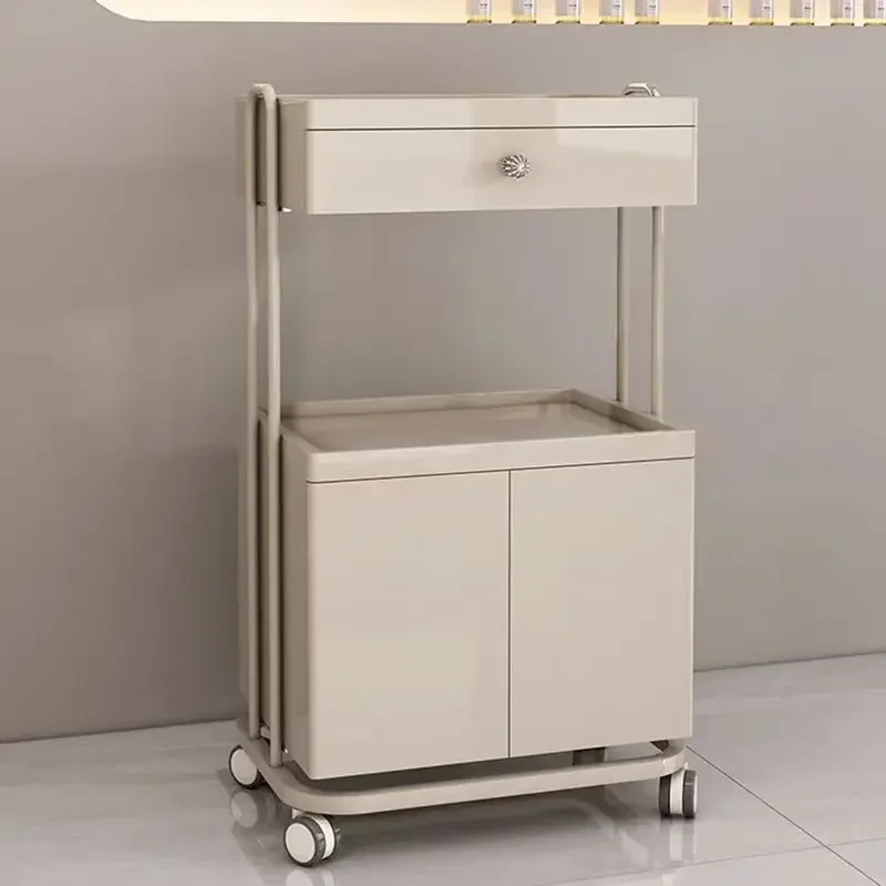 Factory Direct Sales Beauty Salon Cream Style Rolling Cart SPA Storage Shelf Creativity Salon Trolley Utility Salon Furniture Ca
