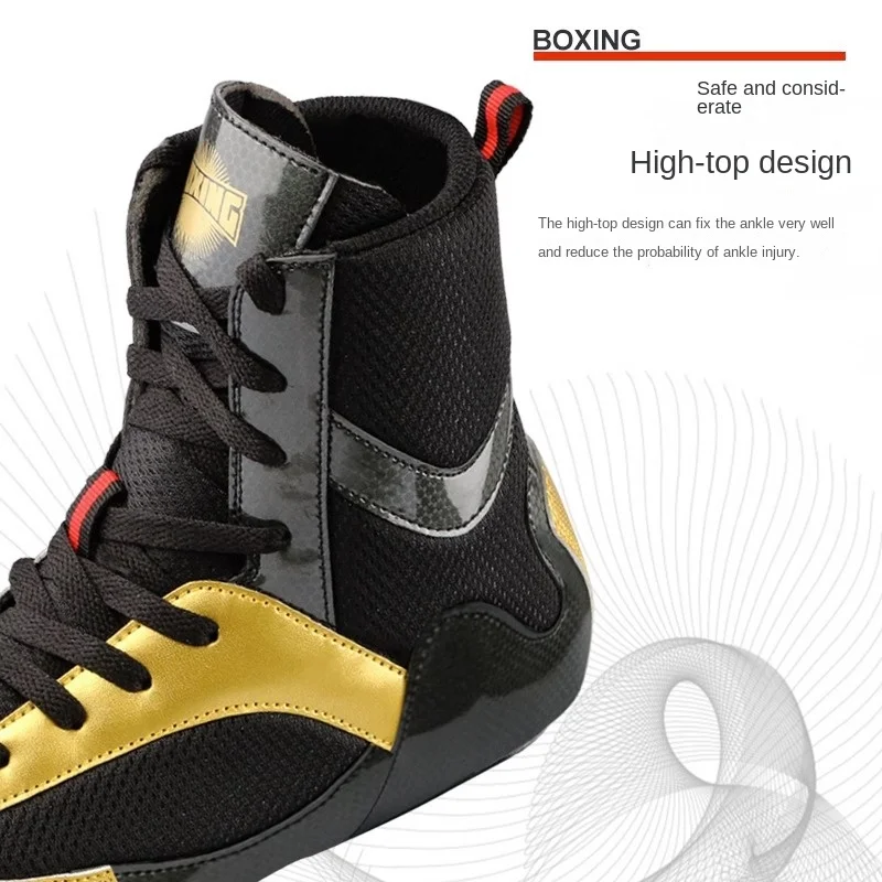 High Top Boxing Shoes Men's and Women's Wrestling Fighting Shoes Sanshou Training Fighting Shoes Professional Competition Boots