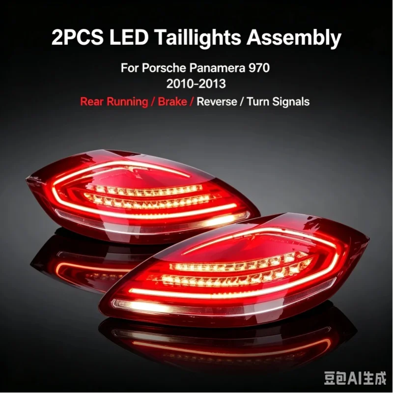 2 Stück Auto-LED-Rückleuchten-Set für Porsche Panamera 970 Rücklicht 2010 2011 2012 2013 Rückfahr-, Brems- und Blinklichter