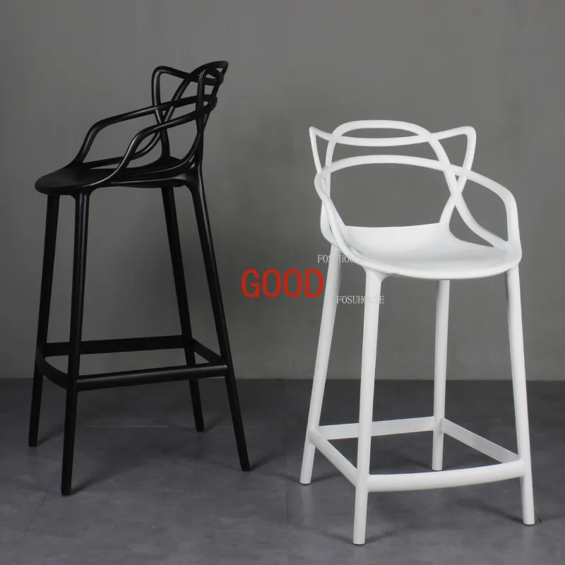 

European Bar Chairs for Kitchen Back Bar Stool Household Simple Balcony High Stool Outdoor Plastic Leisure Designer Bar Stools